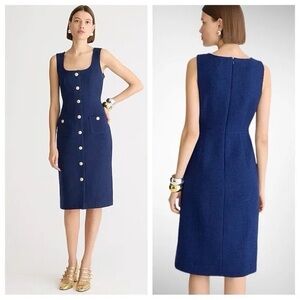 NWT J. Crew Sophia Tweed Dark Evening Blue Sleeveless Dress, size 6